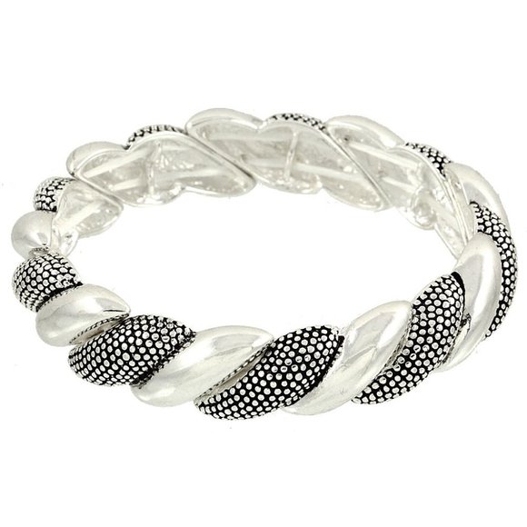 Cute Elastic Stretch Bracelet Vintage/Black & Silver/ Band Bracelet/Elegant - Picture 13 of 13